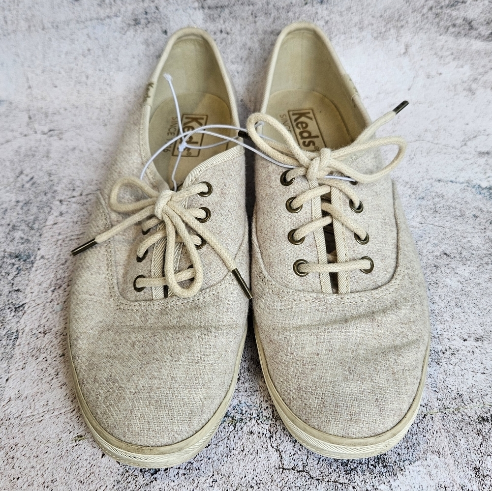 Keds Wool Champion Sneakers Tennis Shoes Gold Detail Women's Size 6.5
